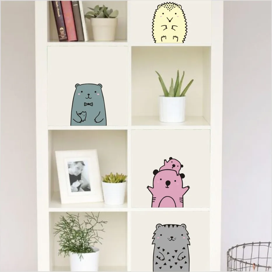 Мультяшные животные DIY настенные Стикеры для детской комнаты гостиной домашнего