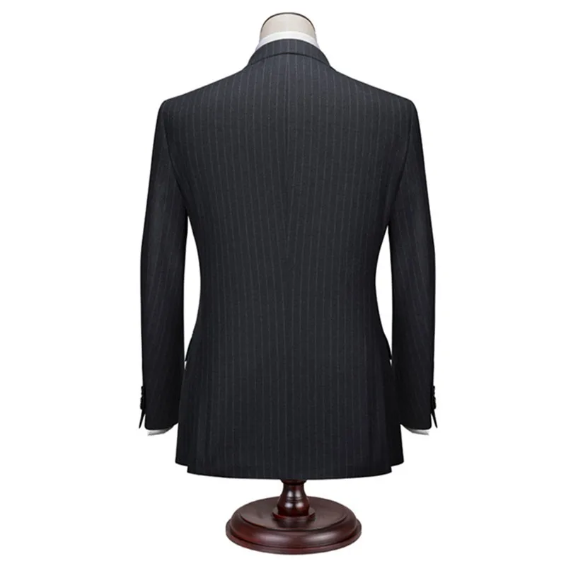 Мужской костюм bespoke на заказ двубортный серый смокинг в полоску для свадьбы