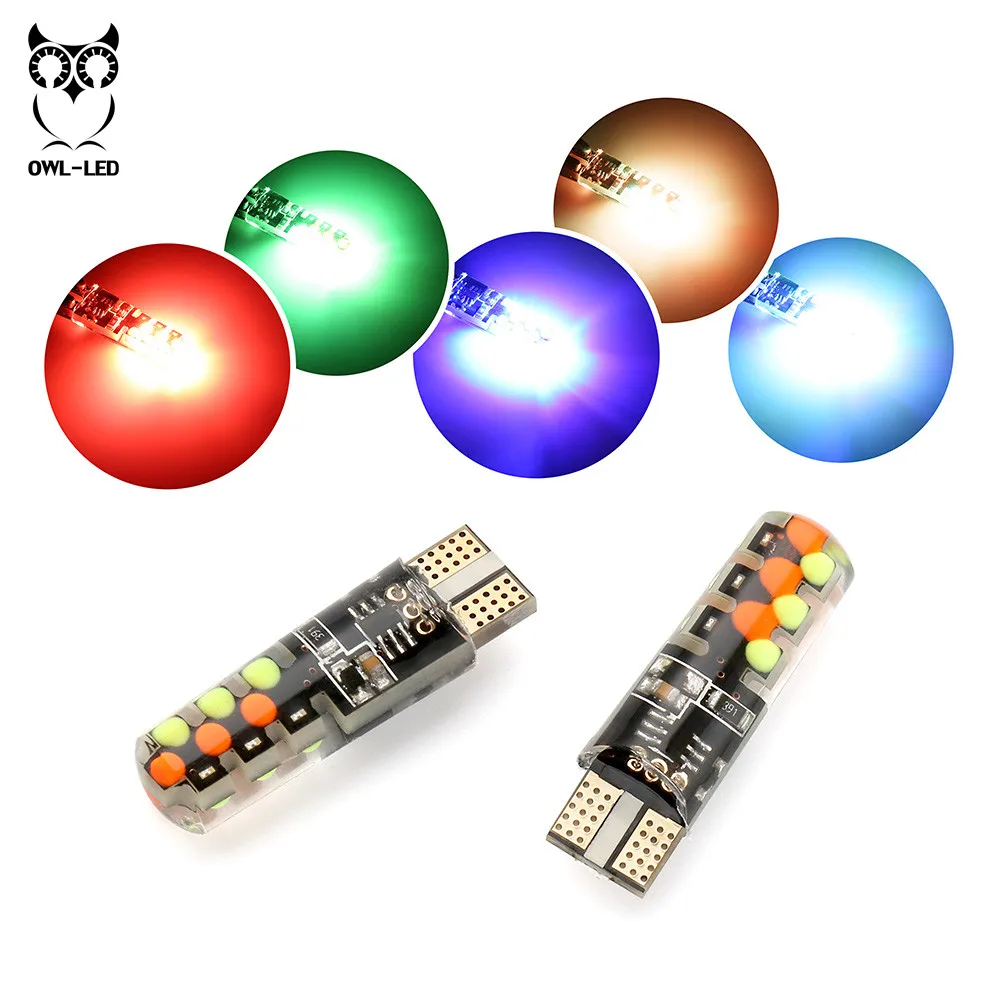 2 шт светодиодные лампочки RGB T10 W5W светодиодный свет автомобиля с удаленного