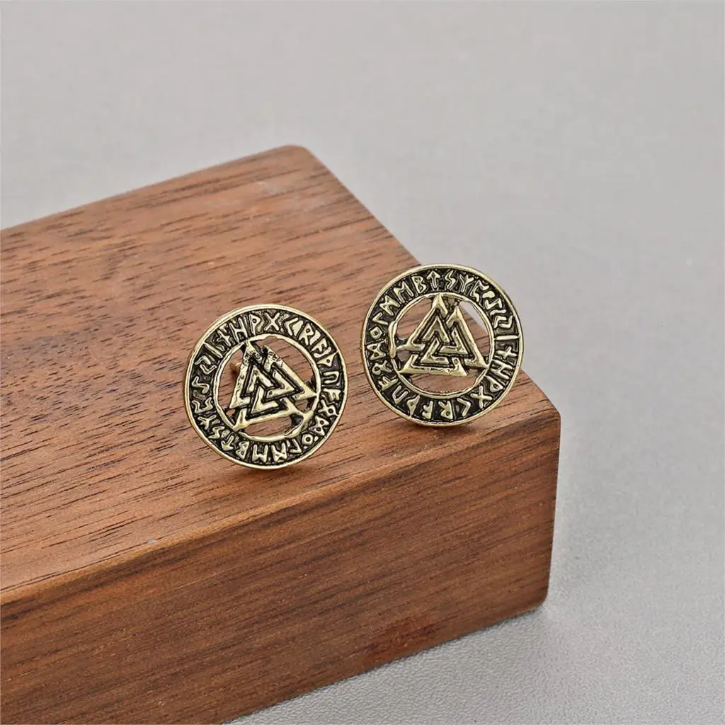 Серьги-гвоздики викингов Valknut руны символ Одина полые круглые славянские Ретро