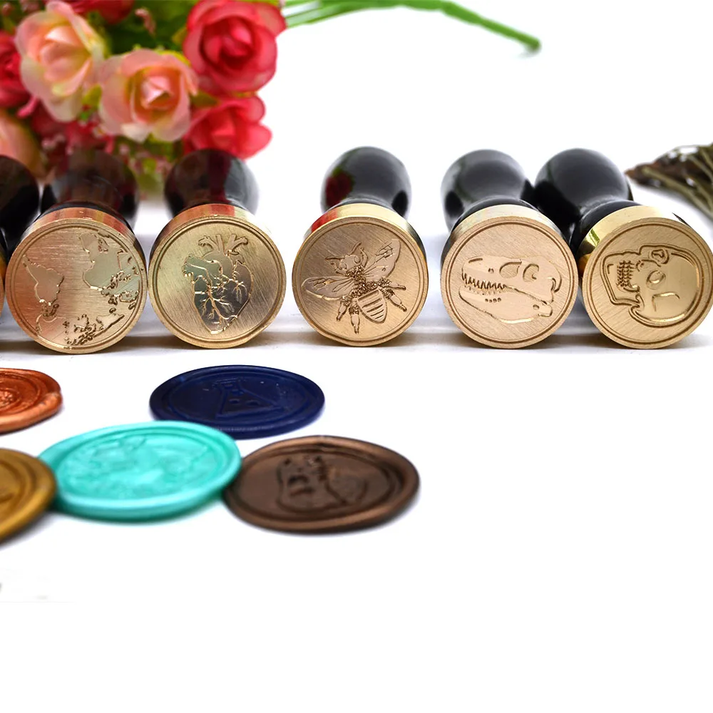 Карта череп дизайн герметизация воск штамп DIY Хэллоуин черная деревянная ручка