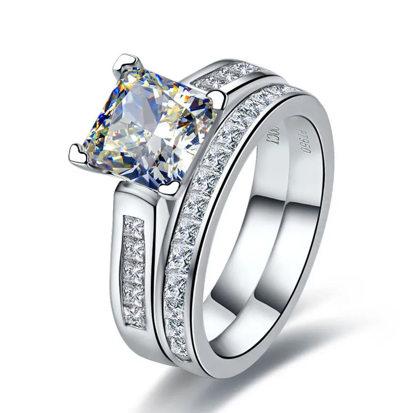Милые ювелирные изделия 2.55Ct настоящие искусственные бриллианты SONA набор колец