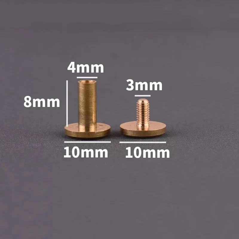 10mm x 8mm 10 шт. Твердый латунный переплет Chicago винты гвозди заклепки для фотоальбома кожаные штифты для рукоделия ремень кошелек крепеж 10 мм крышка - Цвет: 10mm x 8mm