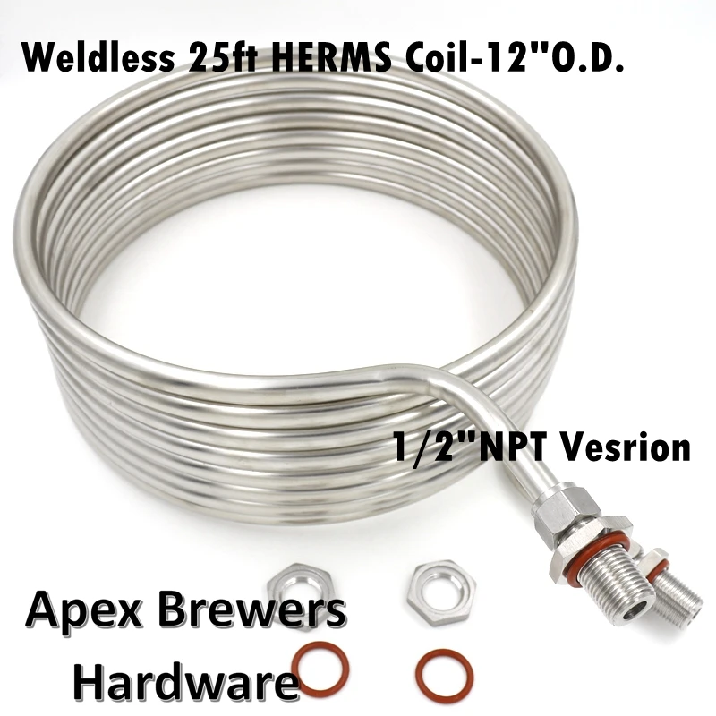 Weldless 25' x 1/2&quot HERMS Coil 12&quot diameter Hot Liquor Tank Wort Chiller Food Grade Stainless Steel 304 | Обустройство