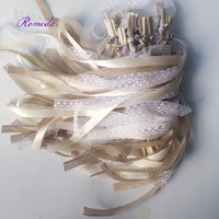newest 50pcslot jute wedding ribbon wands with sliver bell for wedding decoration