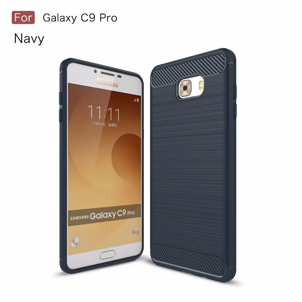 Для Samsung C9 Pro Случае Углеродного Волокна ТПУ Матовый Корпус Телефона Обратно