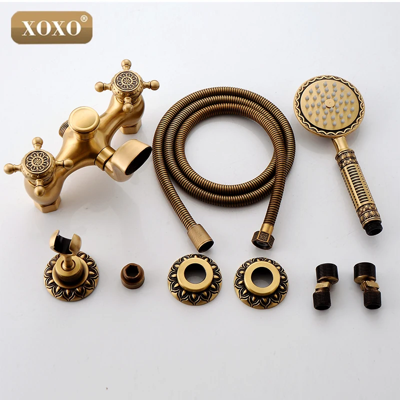 Фото Bathroom Bath Wall Mounted Hand Held Antique Brass Shower Head Kit Faucet Sets 50027B Faucets Bathroom Bath Wall Mounted Hand Held Antique Brass Shower Head Kit Faucet Sets 50027B Faucets