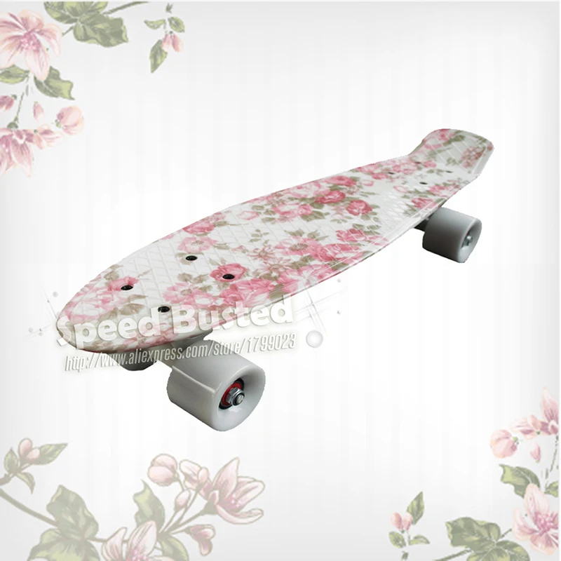 Новый скейтборд с цветочным рисунком пластиковый Лонгборд колесами мини круизер