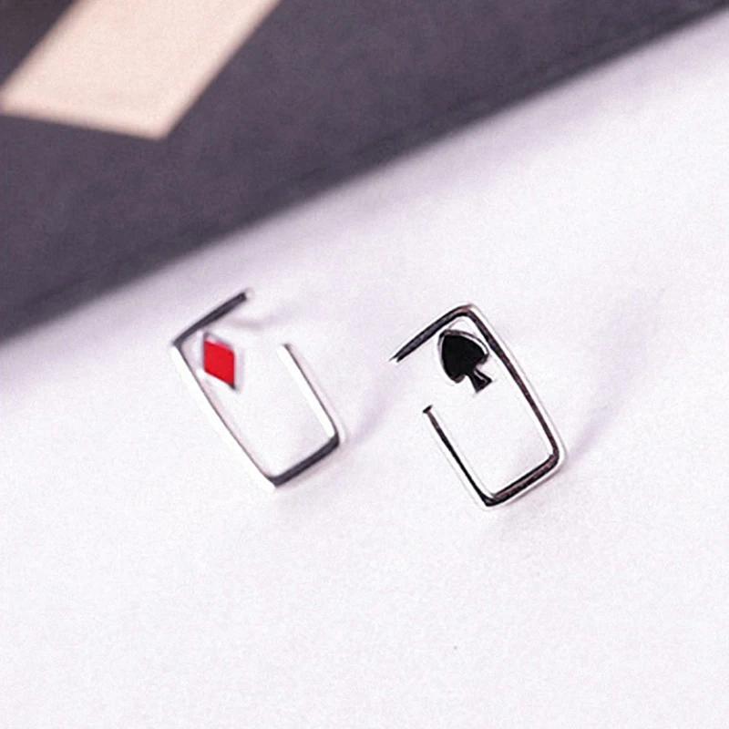 Весенние счастливые серьги покер Настоящее серебро 925 ювелирные изделия красный