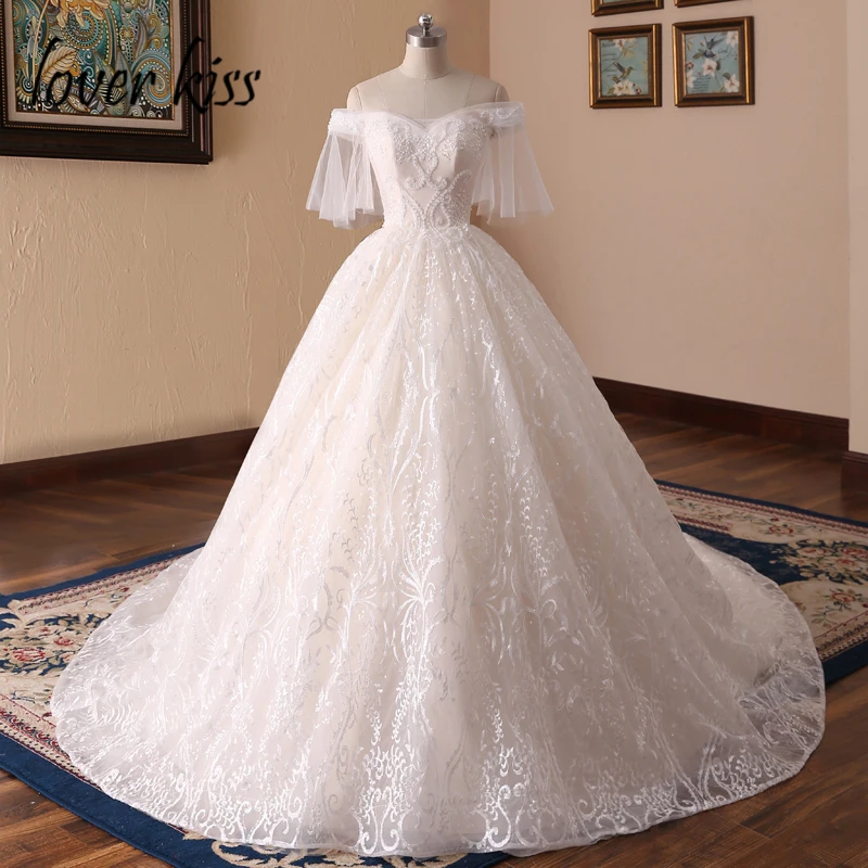 

Любовник Поцелуй Vestido De Noiva 2021 лес с рукавами-крылышками, свадебные платья с открытыми плечами с украшением в виде кристаллов, украшенная жем...