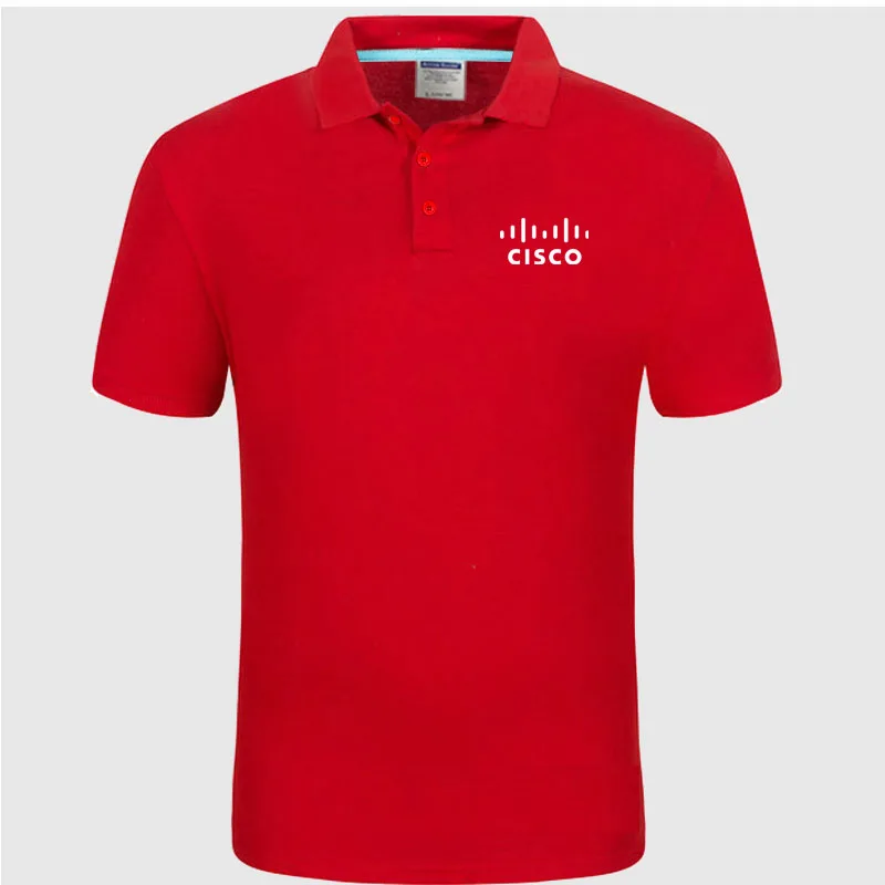 Тенниска с логотипом CISCO мужская летняя рубашка поло с коротким рукавом Хлопок Весна повседневные мужские Поло