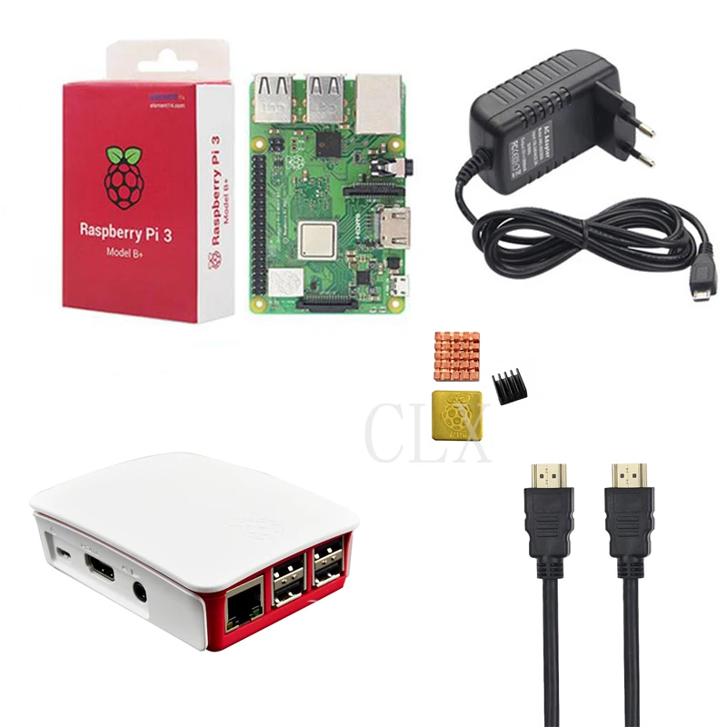 Raspberry Pi 3 Model B + стартовый комплект чехол карта 16GB адаптер питания 5V 3A кабель HDMI