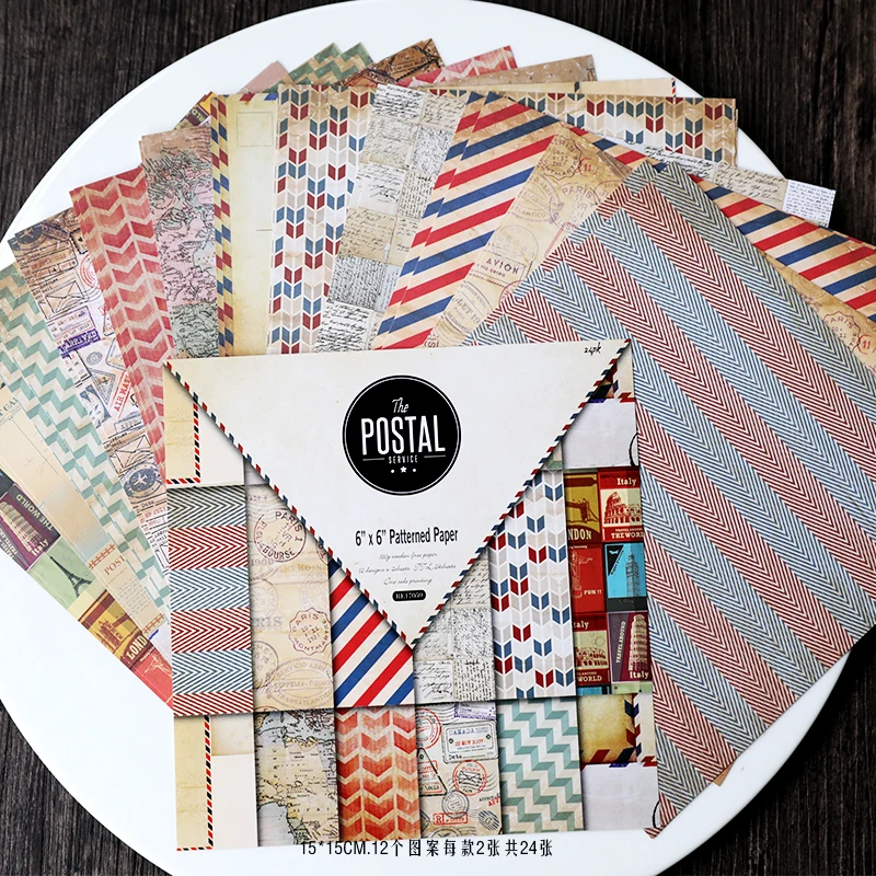 

KLJUYP 12 Sheets Postal Scrapbooking Pads Paper Origami Art Background Paper Card Making DIY Scrapbook Paper Craft