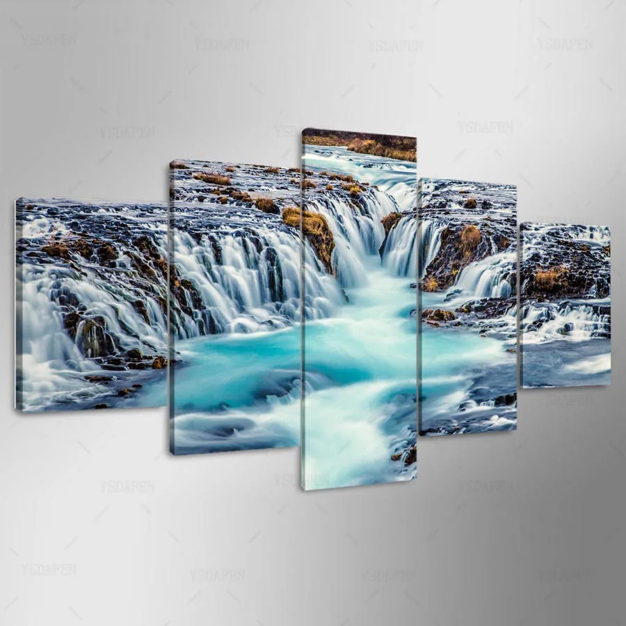 5 panel hd Rivers print canvas art wall framed paintings for living room picture kn-395 | Дом и сад