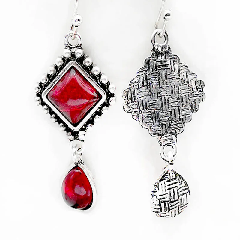 Винтажные этнические Коктейльные темные винные серьги древние квадратные