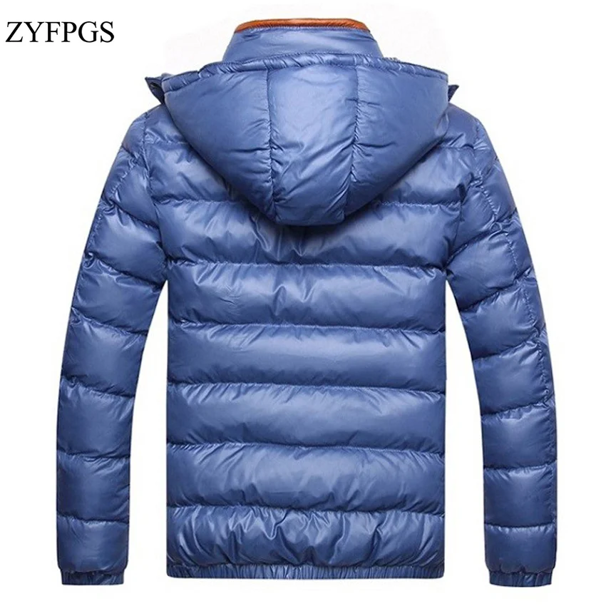 ZYFPGS 2018 Solid Hooded Men's Casual Winter Jackets Coats Thick Parkas Thermal Slim Fit Brand Parka Clothes 923 | Мужская одежда
