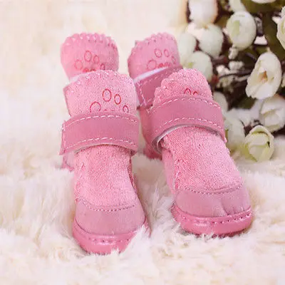 Модные зимние ботинки для собак теплые сапоги из смесового хлопка маленьких