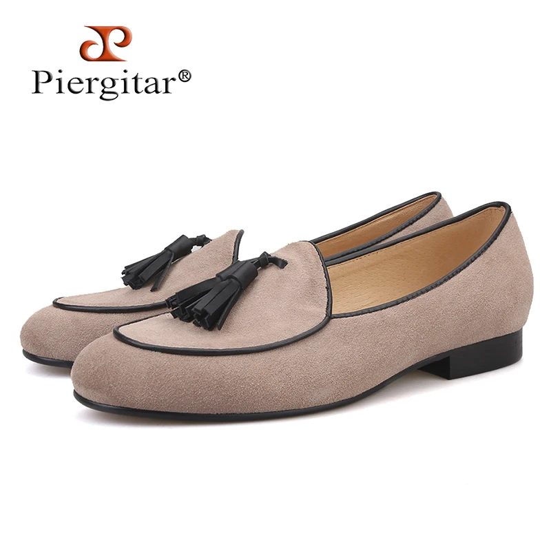 piergitar brand 2018 khaki color men loafers with tassel Fashion Men Casual Shoes party and banquet smoking slippers Big Size | Обувь