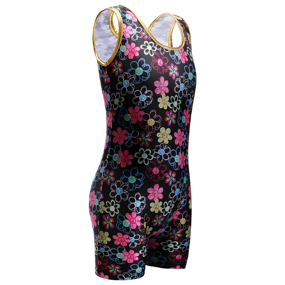 Гимнастический купальник с шортами для девочек Детский костюм без рукавов