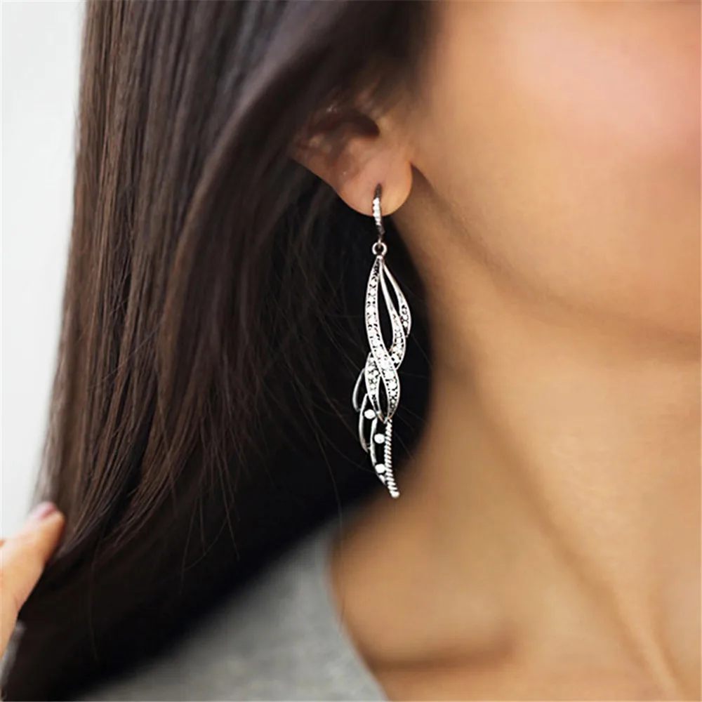 

Bohemian ethnic vintage personality design flame earrings fashion exquisite women's rhinestone crystal charm earrings jewelry