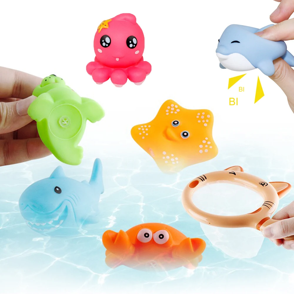5 предметов в комплекте детские игрушки для ванной рыболовная сеть Rubber Duck морские