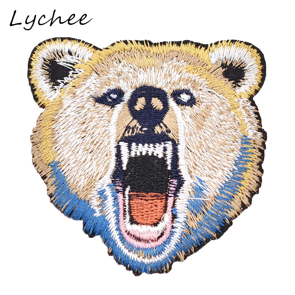 Lychee нетканые нашивки с вышивкой медведя раскручивающегося зла клейкой лентой