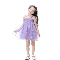 dfxd toddler girl clothes flower baby sleeveless square collar soild color mesh net yarn flower patch princess dress for 2 8y