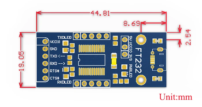 

FT232 USB UART Board (micro) USB TO UART with USB micro connector Supports Mac, Linux, Android, Windows