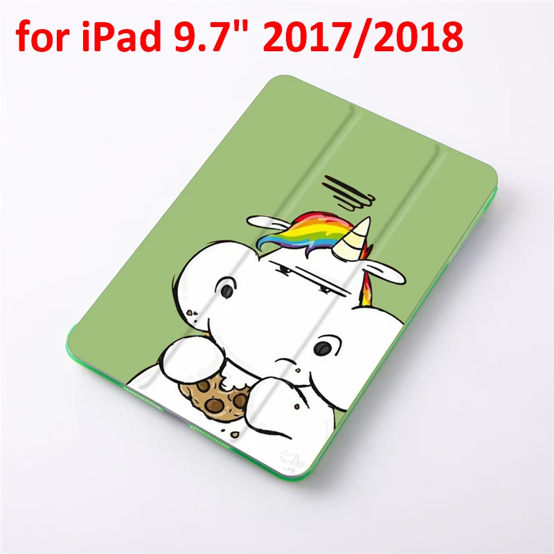 Чехол с единорогом для ipad 9,7 дюймов ipad 2 3 4 5 6 из искусственной кожи Стенд кожаный чехол матовый чехол-накладка чехол для ipad Air 1 2 - Цвет: for 2017 2018 ipad