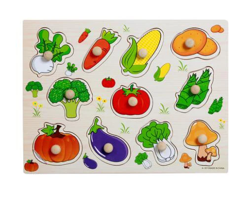 3013 Vegetables Детские игрушки Монтессори деревянная головоломка ручной захват доска обучающая деревянная игрушка мультфильм автомобиль морские животные головоломка детский подарок GYH - Цвет: 3013 Vegetables