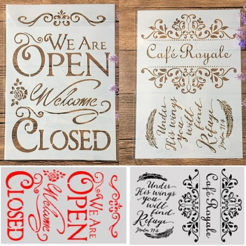 2 шт./лот A4 открытые закрытые трафареты для поделок Cafe Royale скрапбукинга тиснение