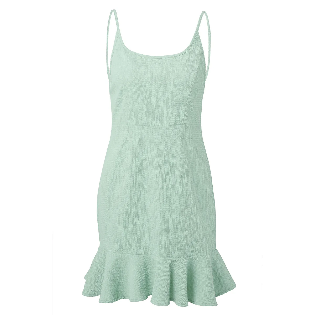 Bayboad новая мода сплошной цвет зеленый желтый Спагетти ремень оборками женские