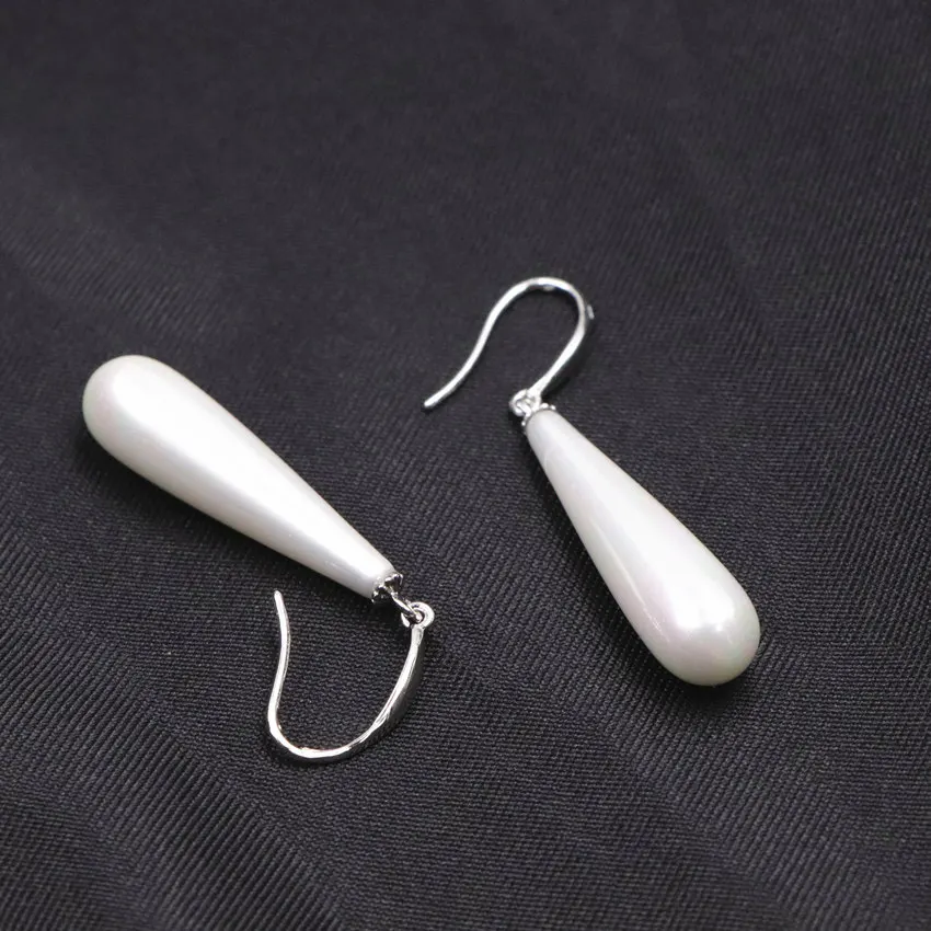 Charming Women Earrings Natural White Shell Long Dangle Fashion Water Drop Eardrop Party Weddings Gifts Jewelry A677 | Украшения и