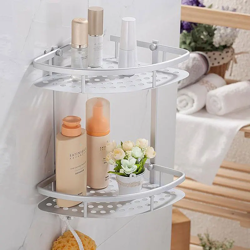 Настенная алюминиевая полка для душа 2 уровня 8007A16|corner shelf wall mount|bathroom accessoriesbath corner