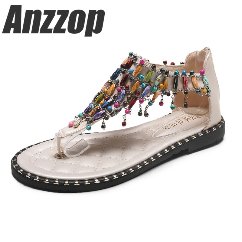 Сандалии-Вьетнамки Новинка 2019 года сезон лето Недорогая модная обувь в богемном