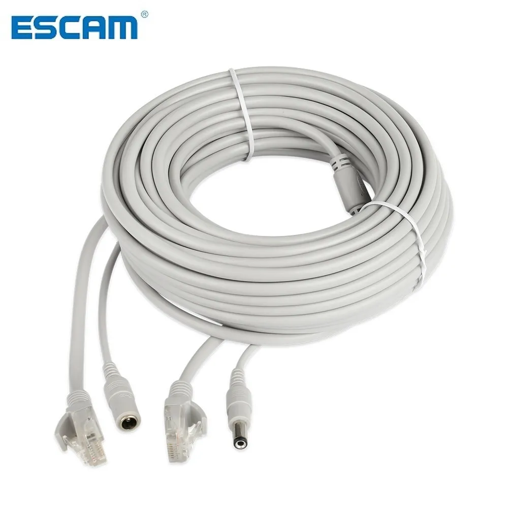 ESCAM сетевой кабель 30 м/20 м/15 м/10 м/5 м RJ45 + DC 12 В шнур кабели для CCTV IP камера|Коробки