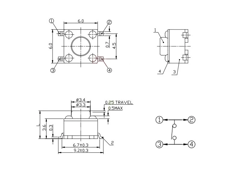 20 шт PCB Тактильные Такт нажимная Мини-кнопка переключатель SMD 4pin микро переключатель 6*6*4,3/5/6/7/8/9/10 мм 6*6*4,3 мм/5 мм/6 дюймов) мм/7 мм/8 мм/9 мм/10 мм