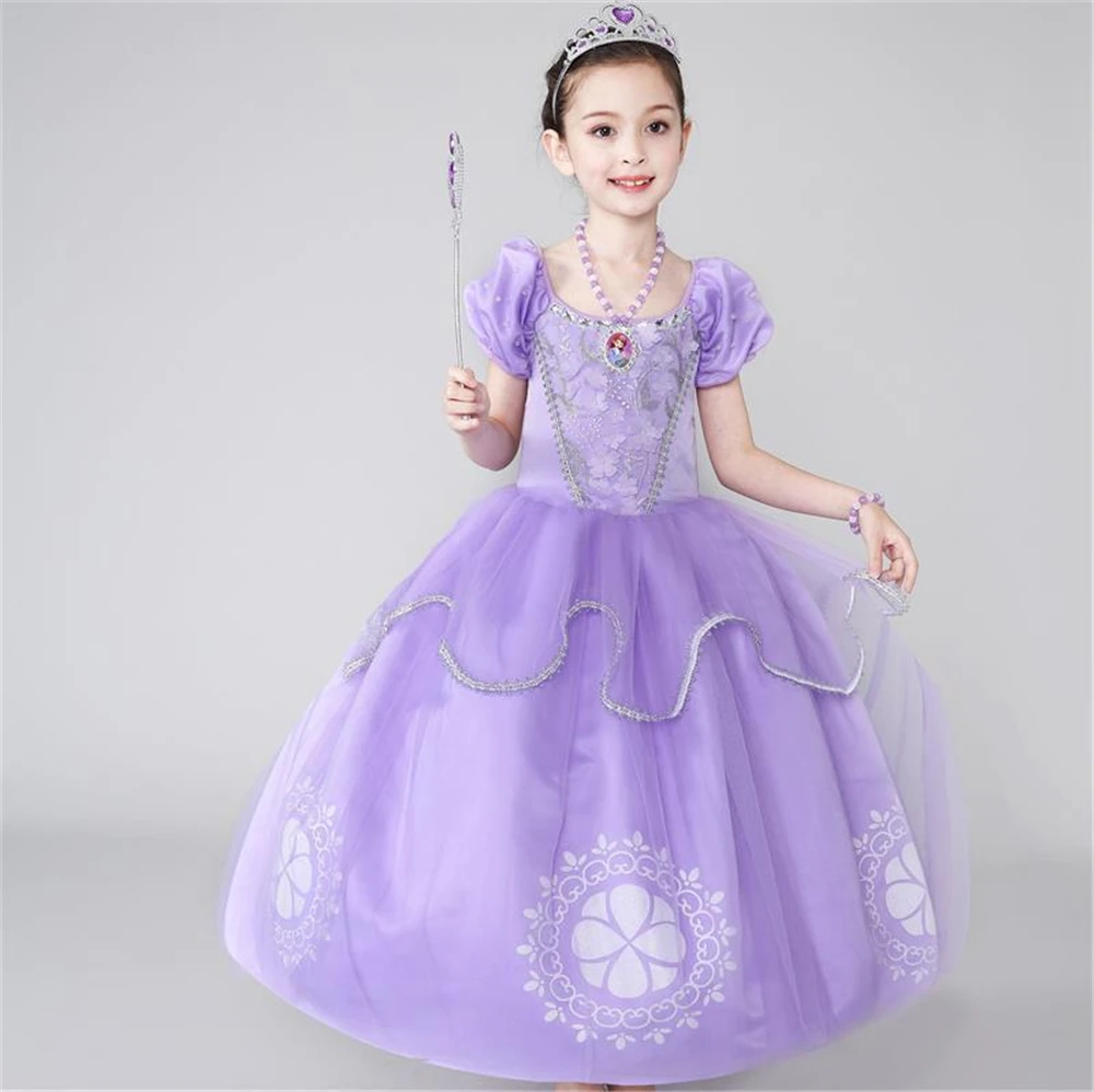 Kids Girls Princess Sofia Dress Rapunzel Dresses Ball Gown Long Party Children Clothing Halloween Cosplay Costume | Детская одежда и