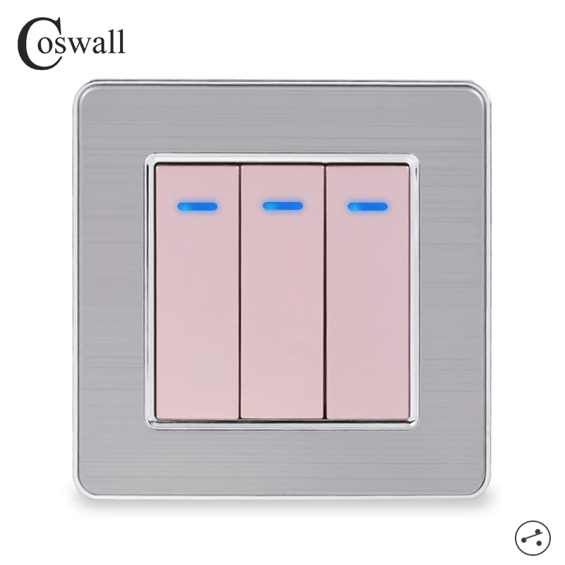 Переключатель света Coswall настенный переключатель из нержавеющей стали 3 клавиши 2