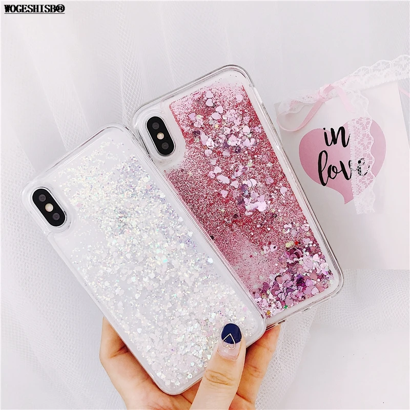 Чехол с жидким сыпучим песком для iPhone X XR XS MAX блестящий чехол телефона 6 6S 7 8 Plus 5