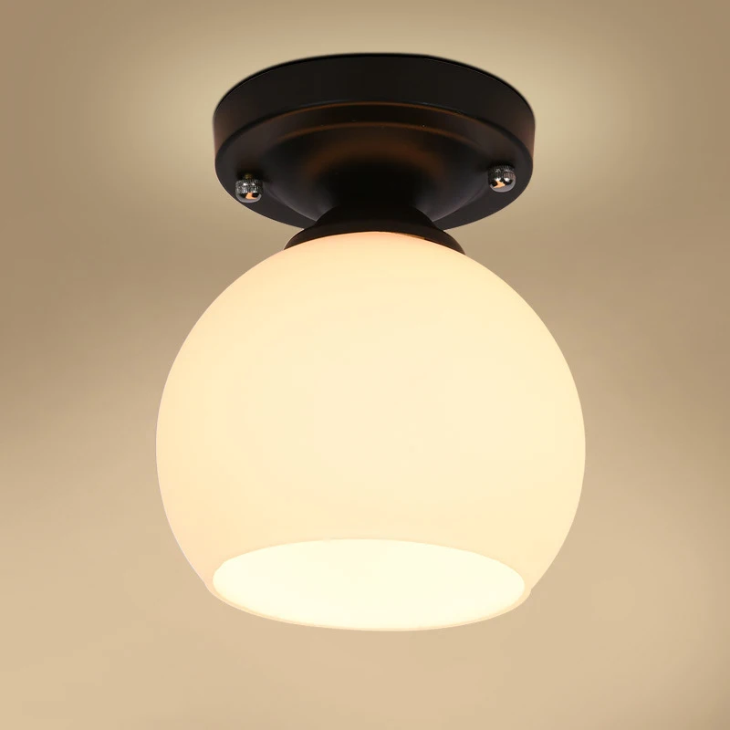 NEW Modern Brief style bedroom bedside ceiling lamp Black Round Base with E27 socket corridor balcony Glass Ceiling Light | Лампы и