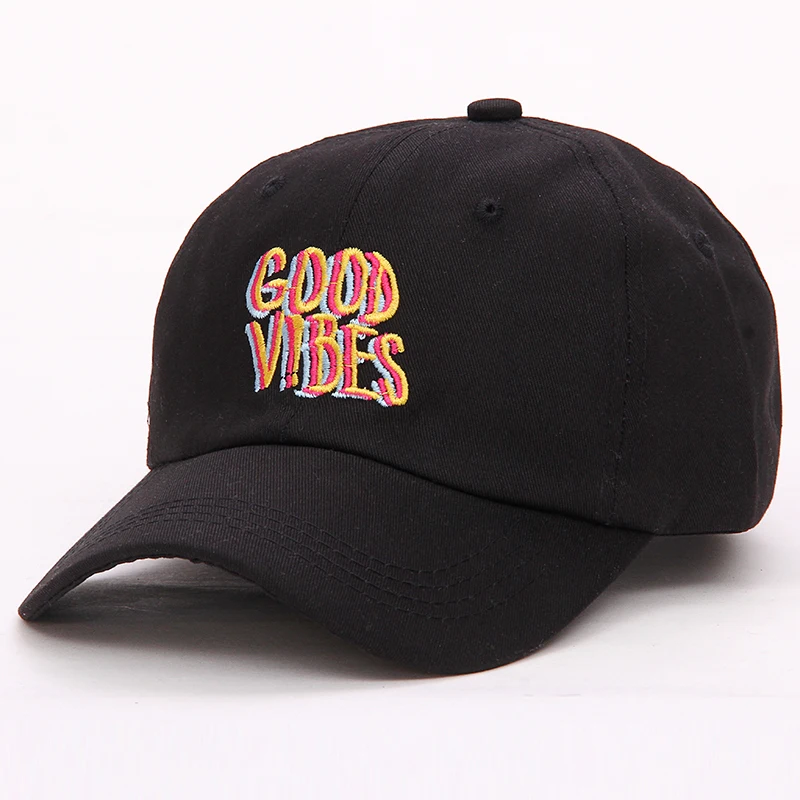 Бейсболка с вышивкой Good Vibes для мужчин и женщин 100% хлопок|dad hat|baseball cap curveembroidered