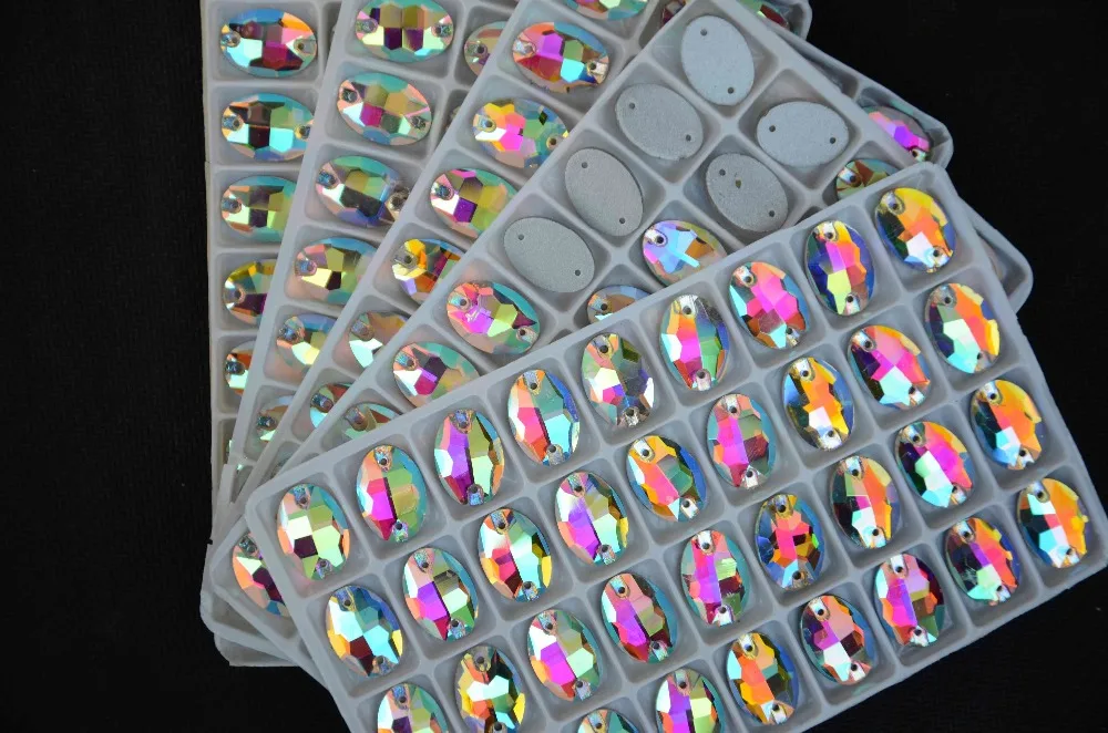 Овальный стеклянный хрусталь всех размеров пришиваемый камень прозрачный