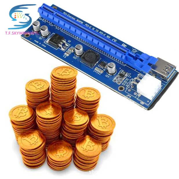 PCI E Express 1X до 16X видеокарта расширитель для карты кабель адаптер 6 pin/4 PIN источник