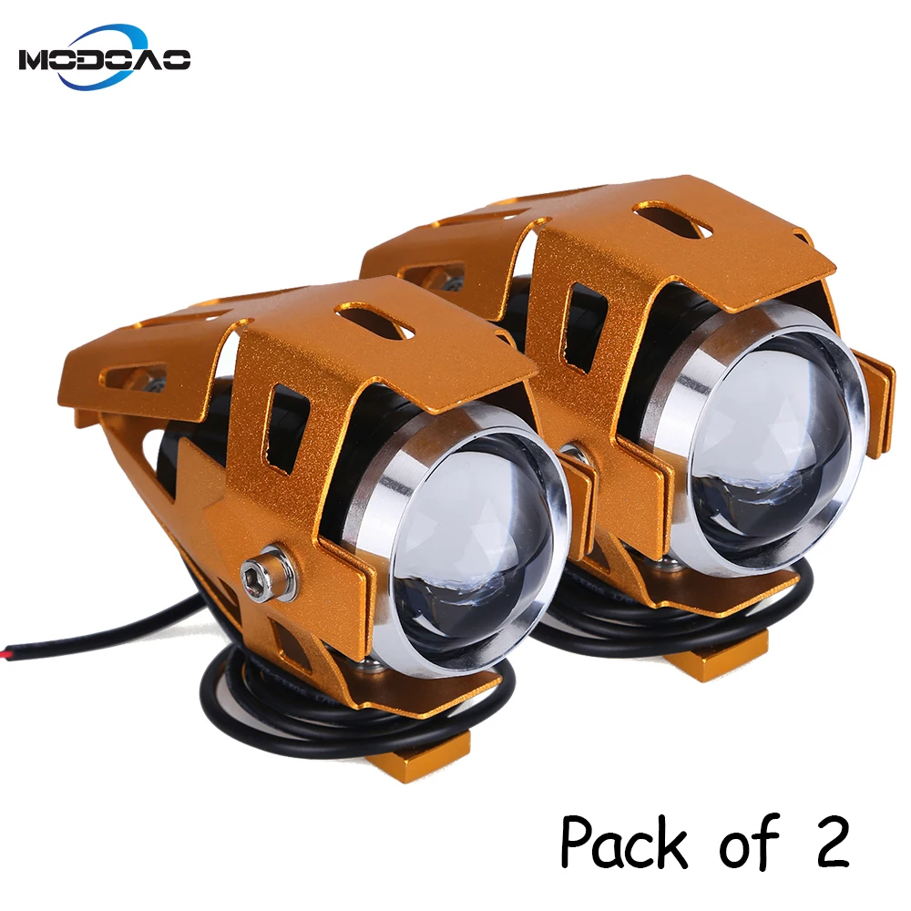 2pcs gold Modoao 1 шт. 2 шт. 125 Вт мотоциклетные светодиодный головной светильник 12V 3000LMW U5 вождения Точечный светильник s фары Moto пятно света головной светильник - Цвет: 2pcs gold