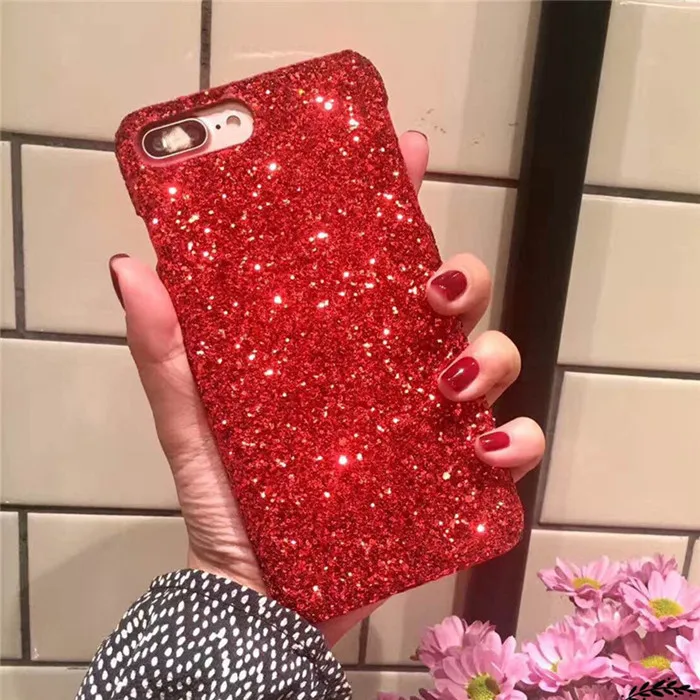 RED Роскошный блестящий Блестящий блестящий чехол s для iPhone 11 Pro Max XR X XS MAX 6 6S 7 Plus 8plus PC Твердый чехол-накладка на заднюю панель - Цвет: RED