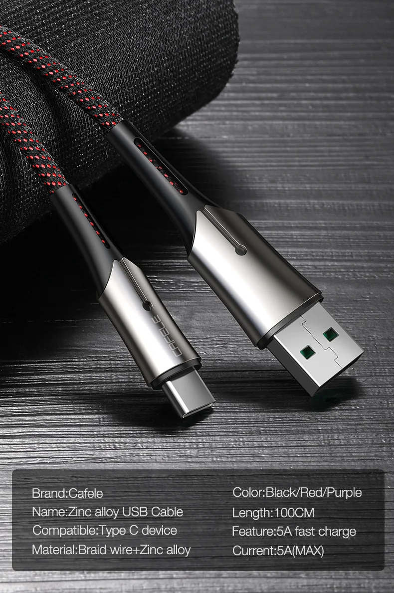 CAFELE 100 см кабель type-C для быстрой зарядки usb type-C кабели для huawei Xiaomi 6 samsung S9 OnePlus 5 Синхронизация данных нейлоновая оплетка Кабель