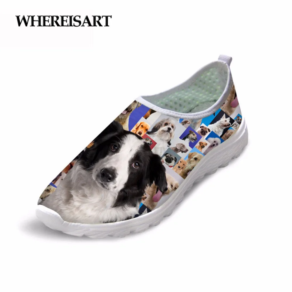 WHEREISART/Новинка женская обувь с милыми собаками и животными сезон лето Дышащие