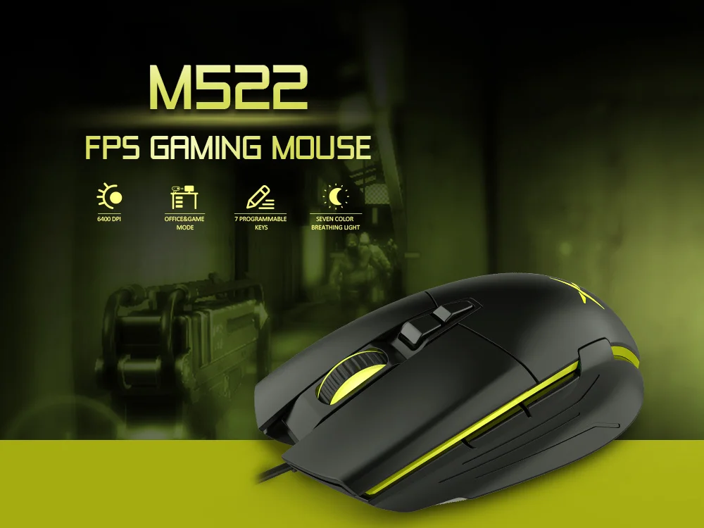 Delux M522 проводная мышь, эргономичная игровая мышь для офиса, два режима, 6400 dpi, 7 программируемых кнопок, мыши с подсветкой для геймера