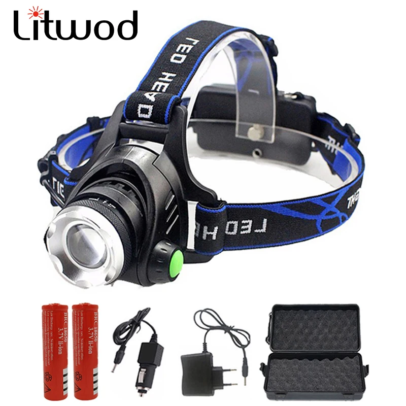 Светодиодный налобный фонарь Litwod 568D алюминиевый XM L L2 / T6 Zoom светодиодный Головной